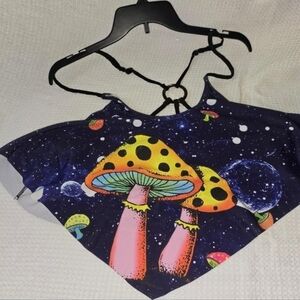 Dressfo Mushroom Themed Bikini TOP ONLY with Cosmic Charm Sz. XL Bohemian Swim